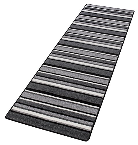 Andiamo 1100306 Teppich Plano, Läufer mit Streifen, 65 x 200 cm, schwarz / weiß - 4