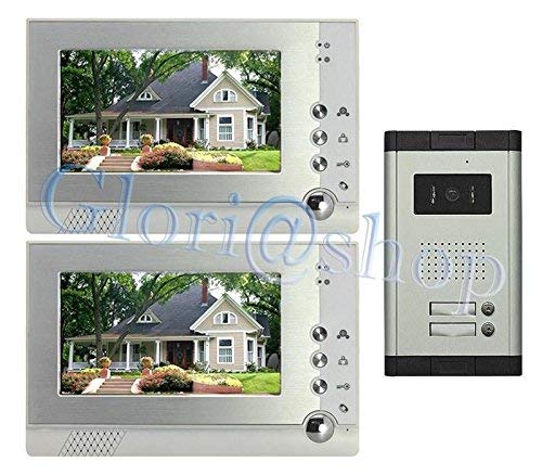Each - Kit vídeoportero para 2 viviendas con cámara de 7 pulgadas, LED, 2 monitores de vídeo, portero automático con botón