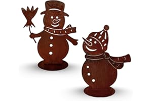 ‎TERMA Terma Stahldesign Rostfigur Höhe 30 cm Gartenfigur Set Schneemann Winterdeko Weihnachtsdeko tolle gartendeko aus Rost-Metall, deko rostoptik, Rostfiguren