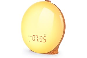 LITALARM Sunrise Alarm Clock,Wake Up Light Fullscreen,14 Light Modes No Shadow,320 Lux Sunrise Simulation,Digital Alarm Clock for Bedrooms Radio Heavy Sleepers Adults Kids (MWK)