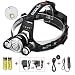 Produktbild 2018NEW LED Scheinwerfer 3xOriginal Cree XML L2 5800 Lumen Wasserdichte Scheinwerfer mit Wiederaufladbare 18650 Batterien Helle Einstellbare Freihand-Taschenlampe für Camping Running Jagd Lesen Stirnband Licht