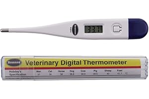 Brannan Digital Vets Thermometer For Pet Owners of Dogs Cats Horses Animals With FREE Veterinary Hobday's Spec Chart
