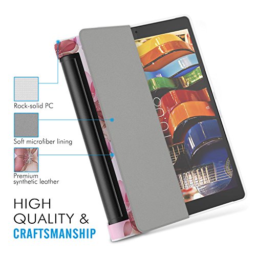 MoKo Lenovo YOGA Tab3 Plus 10.1 Hülle – Ultra Leightweight Slim Schutzhülle Smart Cover für Lenovo YOGA Tab 3 Plus (YT-X703F) 10.1 Zoll 2016, Blumen Violett (nicht für Yoga Tab 3 10.1) - 5