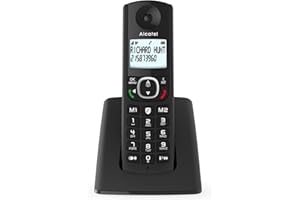 ALCATEL F530 - Téléphone Fixe Sans Fil DECT - Grand Écran Rétroéclairé - Mains Libres - Fonction Blocage Des Appels - 2 Touches De Mémoires Directes - Noir