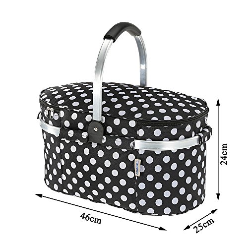 TOMSHOO 30L Picknick Korb Faltbare Einkaufskorb Aluminium Griff 46 * 25 * 24 cm - 7