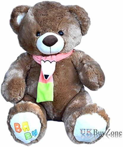 Super Soft Giant Teddy Bear Plush with Scarf Cuddly Toy Baby Girl Boy Xmas Gift (Cream)