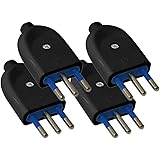 4 Pezzi Spina Elettrica, Spina 2P+T 250V, Spina Italiana Piatta (Spina Piccola 10A, Nero)