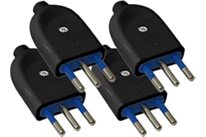 LEDLUX 4 Pezzi Spina Elettrica, Spina 2P+T 250V, Spina Italiana Piatta (Spina Piccola 10A, Nero)