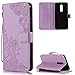 Produktbild Handyhülle für OnePlus 6 Leder Brieftasche,OnePlus 6 Hülle,FNBK Blumen Flip Wallet Stand Case Card Slot Leder Tasche Karteneinschub Magnetverschluß Kratzfestes Lila Schutzhülle für OnePlus 6