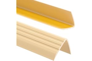 PROFIPVC Profilo per bordi scale - Profilo angolare in PVC autoadesivo 50mm x 40mm, Paraspigolo - Strisce antiscivolo per gradini, 100cm, Cremoso