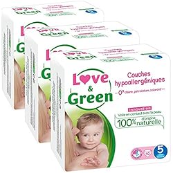 Love & Green - Couches Bébé Hypoallergéniques 0% - Taille 5 (12-25 kg) - Lot de 3 x 40 couches (120 couches)