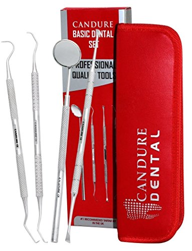 CANDURE® – 4 Stück Dental Set – Berechnung Plaque Zahnsteinentfernung Zahnschaber – Zahnreiniger Scaler – Sonde Zahnpflege Edelstahl Instrument – Calculus Plaque Entferner – dental instrumente – Zahnreinigung Sonde – Tartar Scraper Scaler Instrument Zahnstocher und Mundspiegel für Zähne Whitening Deep Teeth – dentale spiegel – Doppelköpfiger Probe - 2