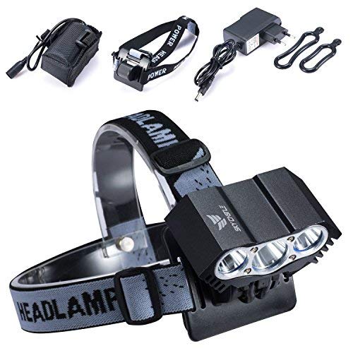 S SUNINESS Owl LED Bike Light 7500 lúmenes Impermeable XML U2 LED Bike Light Lámpara de Bicicleta Cargador 4 Modos de Interruptor (3LED Negro)