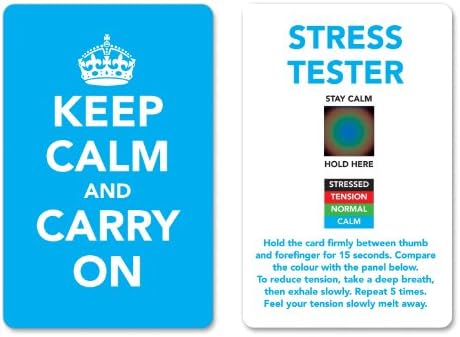 Colour Changing Products Keep Calm and Carry On Stress Mood Card - Detect, Measure, Manage and Control Monitor - psychology & relaxation techniques - Cyan