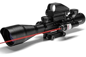 IRON JIA'S Spike Lunettes de visée Airsoft Fusil Tactique 4-12X50EG Portée avec Arme Combo Holographic 4 réticule Sight & Red Laser Sight Chasse