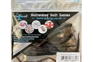 SEARIGS Artificial 8inch Black Lugworm Suspended in Natural Concentrated Extracted Bait Attractor and Booster x5
