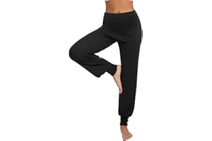 Terecey Pantalon Sarouel Femmes Taille Haute Pantalon de Yoga Femme Pantalons de Sport pour Pilate Hippie Yoga Danser avec Jupe Court