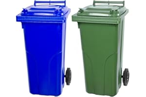 PROREGAL SuperSparSet 2x 2-Rad-Mülltonne MGB | HDPE-Kunststoff | 120 Liter | Blau & Grün | Mülltonne, Müllgroßbehälter, Mülleimer, Abfalltonne, Müllbehälter, Universaltonne