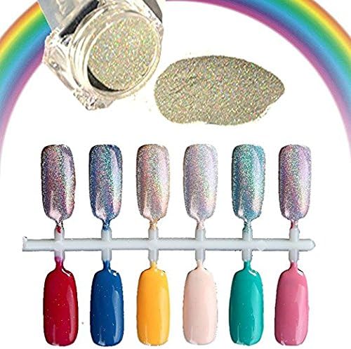 QIMEIYA 1g/Box Holographic Nail Glitter Powder Nail Art Holo Glitters Powder Dust Rainbow Pigment Manicure Chrome Pigments
