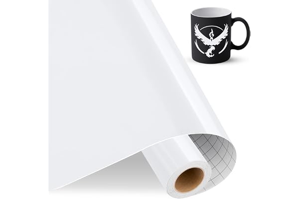 IModeur Vinyle adhésif blanc brillant de 30,5 cm x 457,5 cm, vinilo adhesivo permanente blanc pour silhouette camée, la plupart des machines de découpe