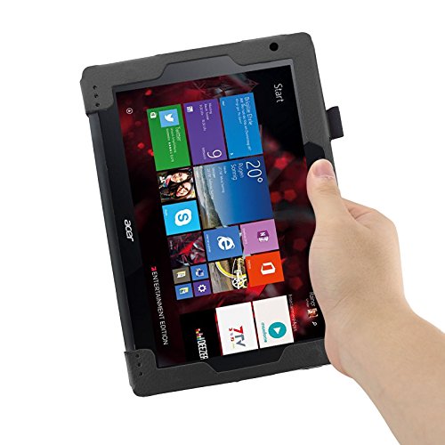 Infiland Acer Aspire Switch 10 E Pro7 SW3-013 Hülle Case -Slim Fit Folio PU-lederne dünne Kunstleder Schutzhülle Cover Tasche für Acer Aspire Switch 10 E (10,1 Zoll) Notebook (mit Auto Schlaf / Wach Funktion, Tablet und Tastatur sind nicht entgehaltet)(Schwarz) - 8