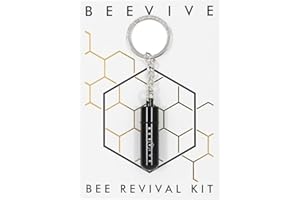 BEEVIVE The Original Bee Revival Kit with Bee ID tag - Black keyring containing a bee food syrup to help a tired bee. Bee-friendly gift for nature lover