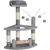 TecTake Kratzbaum Katzenkratzbaum mit Spielmöglichkeiten | 90cm hoch | Grau