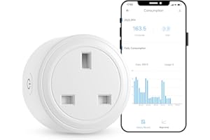 WOOLLEY WiFi Smart Plug Socket 13A, Smart Sockets Plug with Power Monitoring Works with Alexa/ Google Home and eWelink APP, Support Smart Scheduled, Voice Control