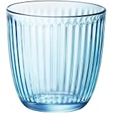 Bormioli Rocco Line Set of 6 Low Glasses 29cl Glass Soda Suitable | Blue, Glass, Low Format, Embossed Finish, 6 Pieces