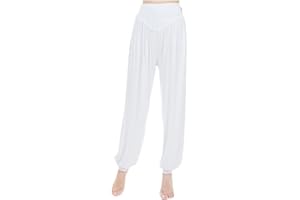 MESHIKAIER Super Doux Sarouel Pantalon Femme en Modal Pantalon Yoga Pantalon Harem Pantalon Bouffant pour Sport Jogging Danse Élastique et Extensible