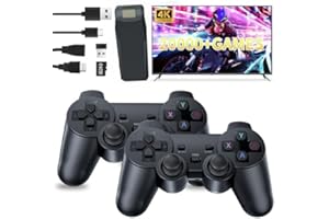 Kiyicjk Retro Game Console–4K HDMI, 64GB, 20,000+ Classic Games, Wireless Retro Game Stick with Dual 2.4G Wireless Controllers, Plug & Play Gaming Console for Family, Friends, Teens & Adults