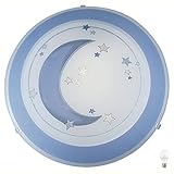 Lampenschirm: Glas, satiniert Wand Decken Lampe Kinder Zimmer Mond Nacht Sternen Himmel Glas Leuchte im Set inkl. LED Leuchtmittel