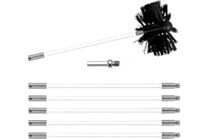 MOCNT Kaminbürste Stange Set Ofenrohrbürste Reinigungsbürste Schornsteinbürste Schornsteinfegerbesen Kaminbesen für Kamin Trockner 6 flexiblen Stangen 1 Bürstenkopf 150mm