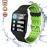 CatShin Fitness Tracker Fitnessuhr-CS04 IP68 Fitness Armband Smartwatch Wasserdicht Armband Sport Uhr Activity Tracker für Damen Herren Schrittzähler Blutdruck Pulsmesser-Android/IOS (Grün)