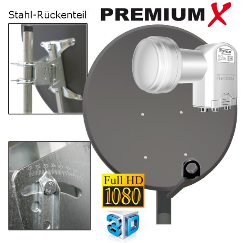 100cm SAT ANTENNE + Quad 0,1dB LNB FULLHD OPTICUM SCHÜSSEL Spiegel in Anthrazit 3D HDTV NEU - 2