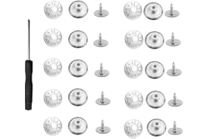 AEUEZXX Botones para Jeans, 10 Pcs Botones para Vaquero con Destornillador, 17mm Botones Desmontables Vaqueros, Botón de Ajuste para Jeans, para Reparar Pantalones, DIY, Chaquetas, Ropa(Plateado)