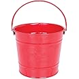 Bigjigs Toys Red Children's Bucket - Steel Garden & Beach Bucket with Riveted Swivel Handle, Quality Outdoor Toys, Ideal Crabbing Bucket & Beach Toy