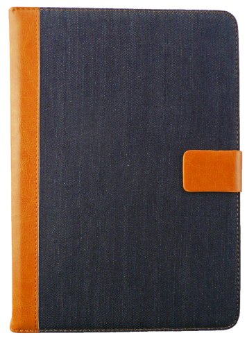 Emartbuy® Blau Eingabestift + Universalbereich ( 8 – 9 Zoll ) Denim with Tan Trim Multi Winkel Folio Executive Hülle Schutzhülle Case Cover Wallet mit Kartensteckplätze geeignet für Archos 80b Platinum 8 Zoll Tablet - 3