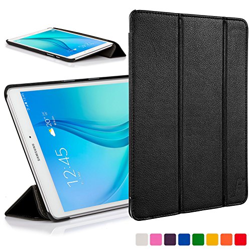 Forefront Cases Leder-Schutzhülle mit Smart-Auto Sleep-/Wake-Funktion, für Samsung Galaxy 25.65 cm, Tab Pro-black_p schwarz schwarz Galaxy Tab E 9.6