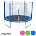 Produktbild Jawinio Trampolin 244 cm (8F) Gartentrampolin Jumper Komplett-Set inkl. Leiter, Sicherheitsnetz und Sprungmatte Blau, Grün oder Pink (Blau)