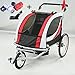 Produktbild Stylehome® Fahradanhänger Kinderwagen 2 in 1 Kinderanhänger 360° drehbar Vorderrad für 1-2 Kinder Jogger Buggy mit Kupplung und Beleuchtung (Rot und Weiß)