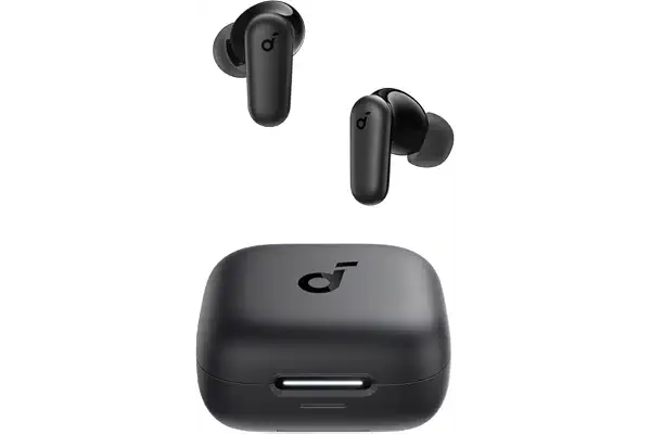 Soundcore P30i Auriculares Inalámbricos Bluetooth con Cancelación de Ruido de Anker, Cancelación de Ruido Potente e Inteligente, Graves Potentes, 45 Horas, Estuche 2 en 1 y Soporte para el Móvil, IP54