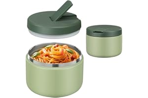LOGEEYAR Termo para Comida 350ml, Taza Aislada de Acero Inoxidable con Cubrehebillas & Cuello Ancho, Recipiente Térmico Apto para Alimentos Fríos y Calientes Verde