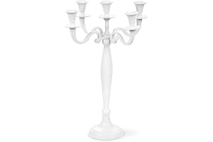 Gräfenstayn Candelabro portacandele 1, 3 o 5 Bracci - Varie Misure - candelabro Color Argento, Nero, Bianco od Oro (M, Bianco)