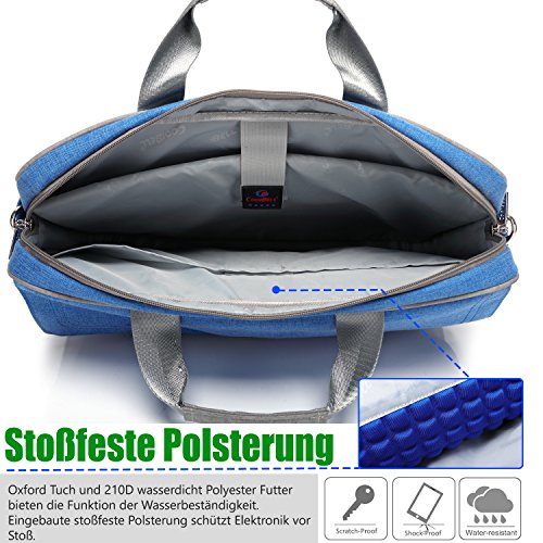 CoolBELL 15,6 Zoll Laptop Tasche Nylon Schultertasche mehrfach Abteil Messenger Bag Handtasche Tablet Aktentasche für Laptop / Tablet / Macbook,Blau - 5