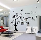 WallStickersDecal® PVC Riesig Schwarz Bilderrahmen Speicher Baum Vine Zweig Abnehmbare Wandtattoo Sticker 200CM(H) (Richtig)