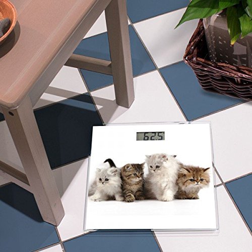 banjado – Personenwaage digitale Körperwaage 30cm x 30cm aus Glas mit Motiv Kaetzchen - 2