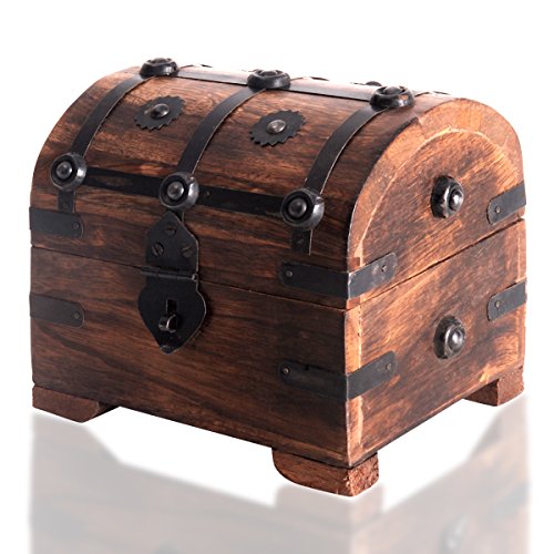 Bauern-kasse Schatz-Truhe Schatz-Kiste aus Holz (Mittel M)