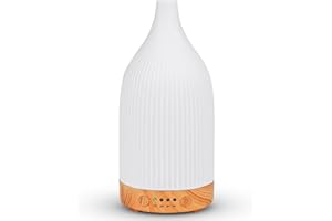 Dreamhigh Diffusore di Oli Essenziali 100ML, Ceramica Ultrasuoni Diffusore Profumo Ambiente, 7 Diverse Luci Mutevoli/Spegnimento Automatico, Umidificatore Ambiente -per Spa,Yoga,Camera da Letto