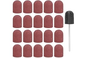 BRRNOO Punta per Levigatura per Unghie, Cappuccio per Levigatura per Manicure con 20 Punte Abrasive per Trapano per Unghie, Strumenti per Manicure, Bande Di Levigatura(Marrone)